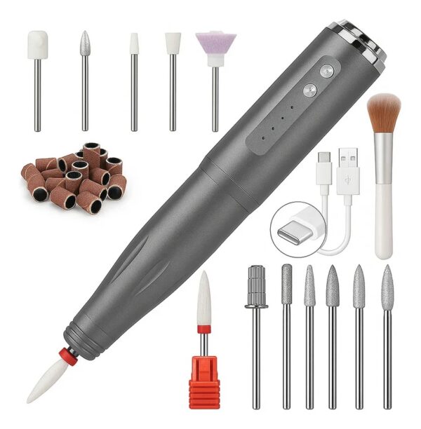 Torno Profesional para Uñas Acrílicas y Gel, Alto Rendimiento, Gris Oscuro