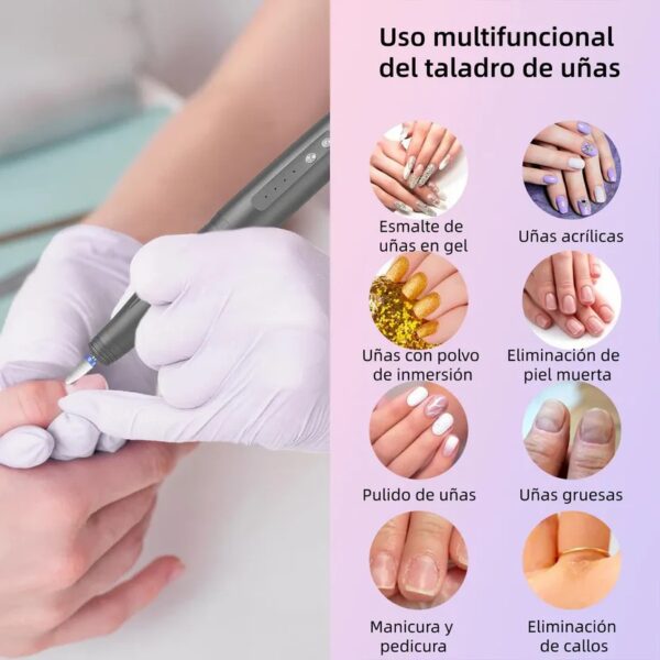 Torno Profesional para Uñas Acrílicas y Gel, Alto Rendimiento, Gris Oscuro