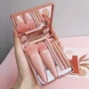 S Portátil De 5 Brochas De Maquillaje Con Estuche Y Espejo U