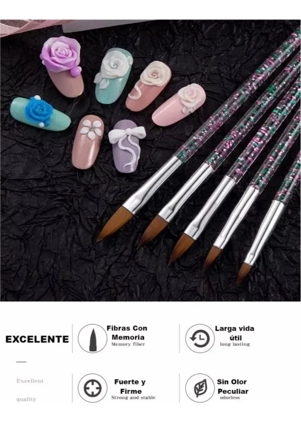 31pcs Kit De Pinceles Para Uñas Manicura Decoración Blanco