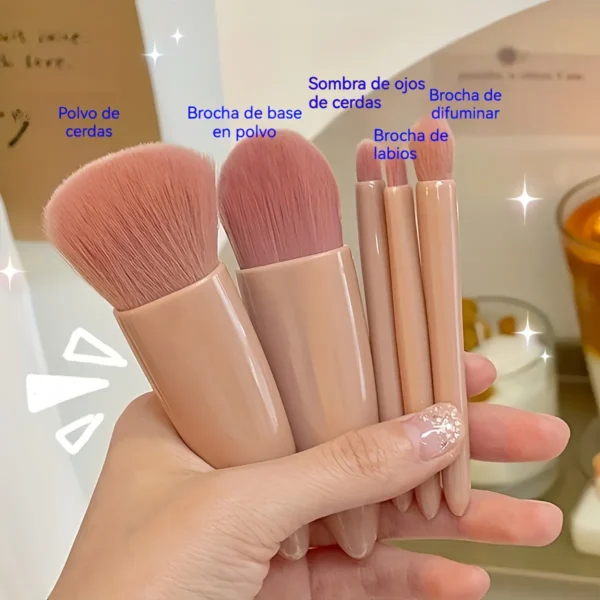 S Portátil De 5 Brochas De Maquillaje Con Estuche Y Espejo U