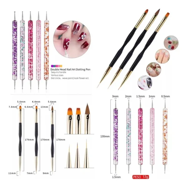 31pcs Kit De Pinceles Para Uñas Manicura Decoración Blanco