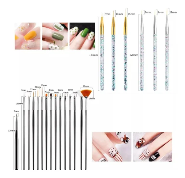 31pcs Kit De Pinceles Para Uñas Manicura Decoración Blanco