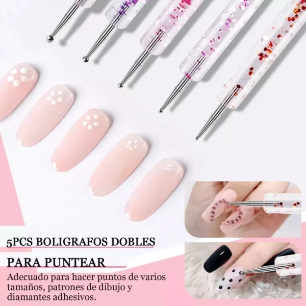 5pcs Kit De Pinceles Para Uñas Acrilico Manicura Decoración