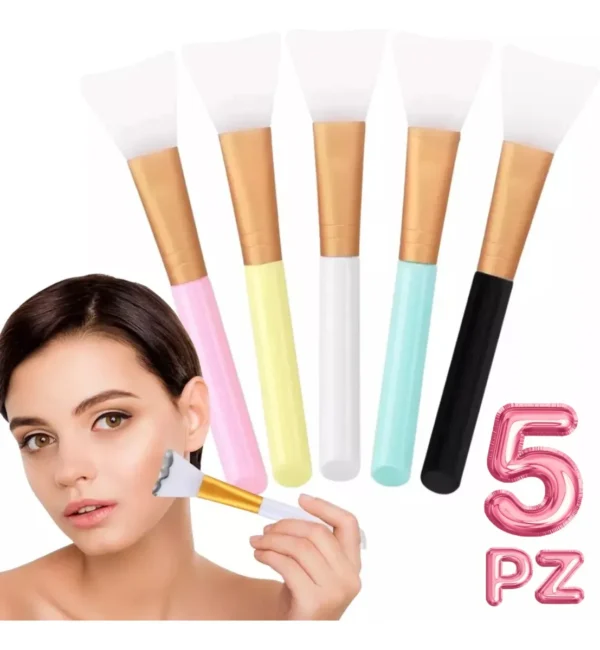 Brocha De Silicona Aplicador Mascarillas Cremas Facial Full 5 unidades