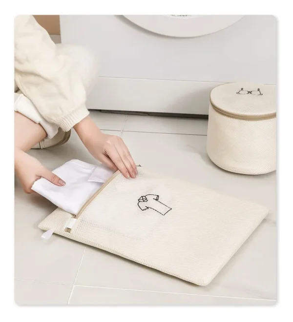 Set De 7 Blanco Malla Bolsa Para Lavar Ropa Lavadora