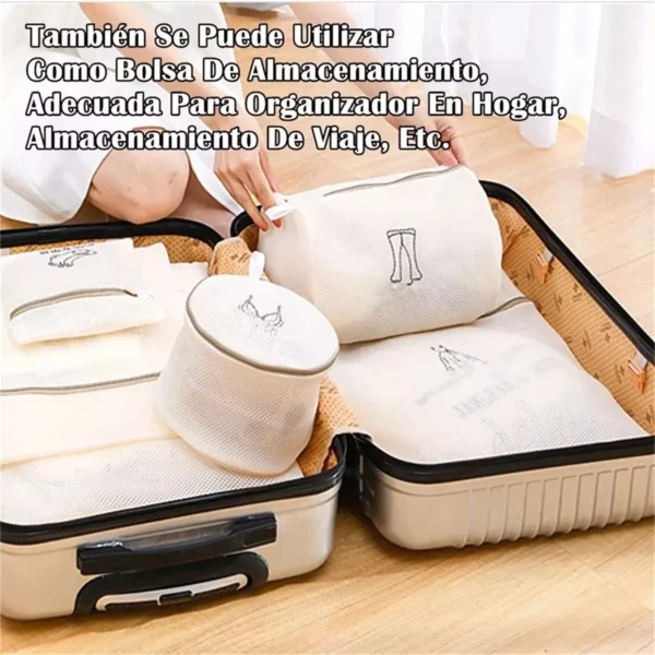 Set De 7 Blanco Malla Bolsa Para Lavar Ropa Lavadora