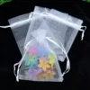 100 Bolsas De Regalo De Organza Con Cordón 7x9cm