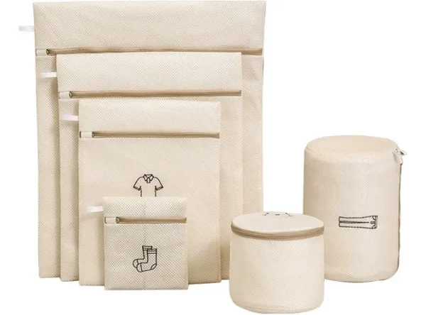 Set De 7 Blanco Malla Bolsa Para Lavar Ropa Lavadora